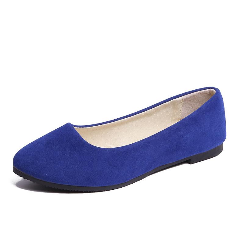 Ayseguney Footwear Dames meisjes effen groot formaat instapper plat ondiep comfort casual enkele schoenen 38 saffierblauwe kleur