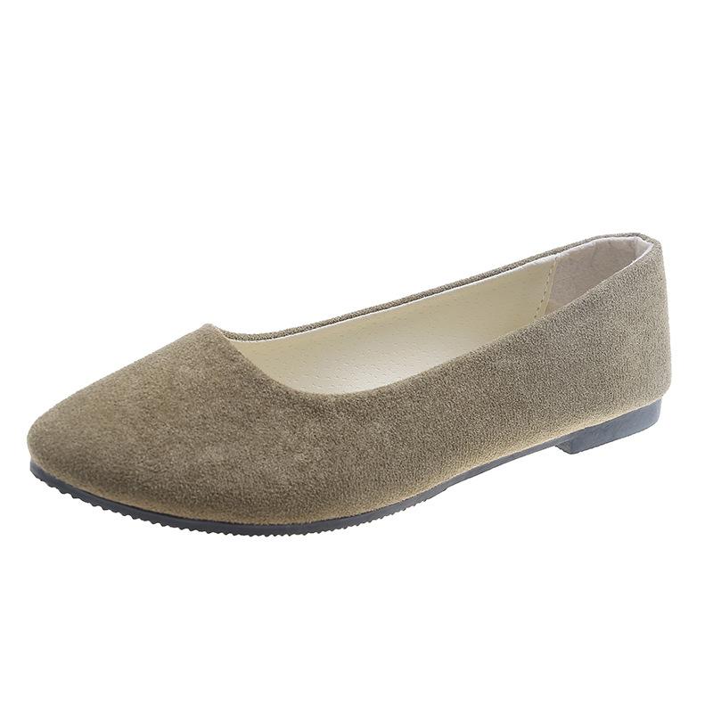 Ayseguney Footwear Dames meisjes effen groot formaat instapper plat ondiep comfort casual enkele schoenen 38 legergroene kleur