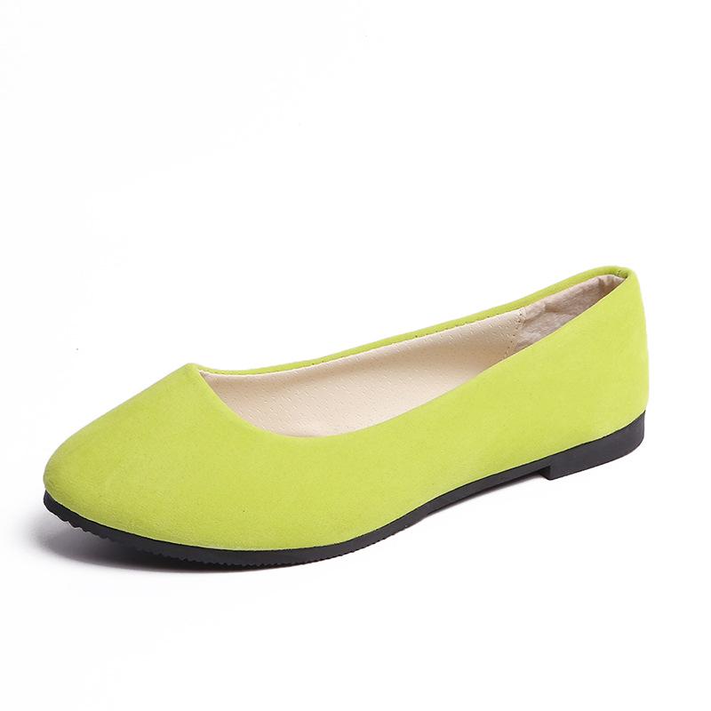 Ayseguney Footwear Dames meisjes effen groot formaat instapper plat ondiep comfort casual enkele schoenen 38 fluorescerende groene kleur