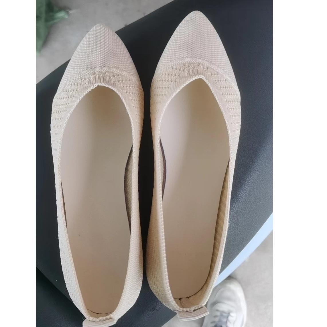 Ayseguney Footwear Dames meisjes effen groot formaat instapper plat ondiep comfort casual enkele schoenen 43 beige