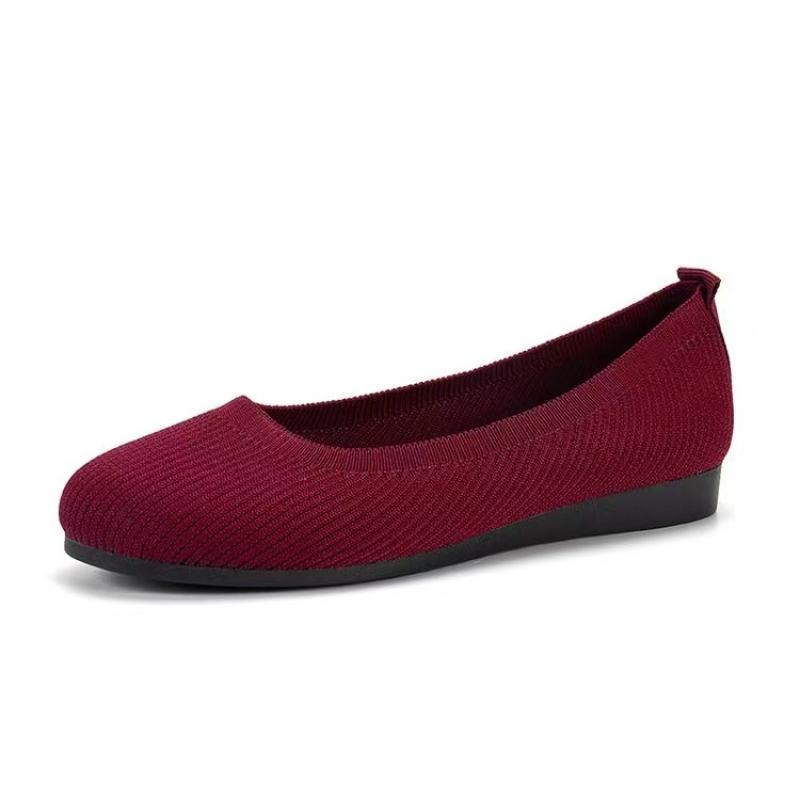 Clothing 04 Lente Herfst Casual Schoenen Voor Vrouwen Slip-on Pump Gebreide Enkele Platte Schoenen Ademende Ronde Neus Dames Stoffen Loafers Grote Maten 43