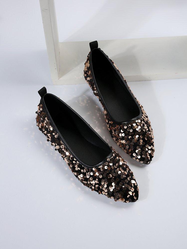 Sneak Spot Roze Dames Bling Flats Schoenen Antislip Casual Comfortabel Lente Nieuwe Puntige Teen Mode Vrouwelijke Schoenen Zapatillas Mujer 43