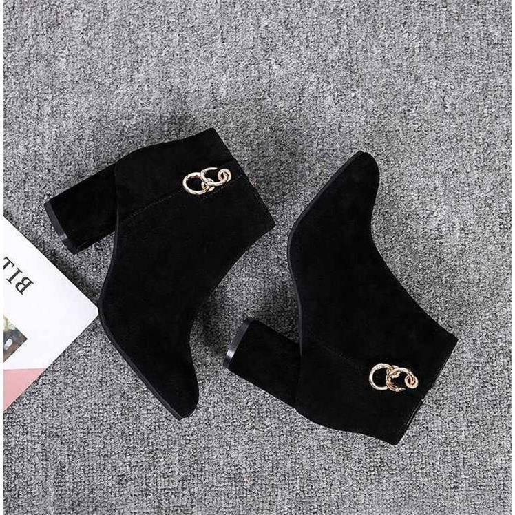 WTEMPO Herfst Winter Suède Casual Chelsea Laarzen Damesmode Enkellaarsjes Winter Pluche Warme dameslaarzen 36 zwart