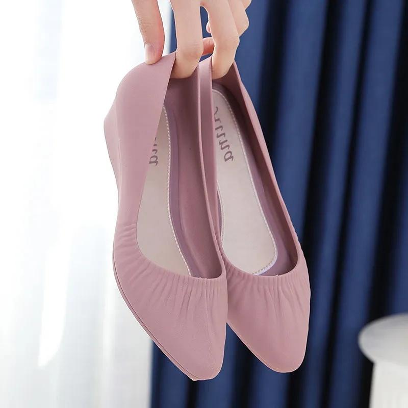 WTEMPO Lage antislip regenlaarzen voor dames Zomer waterdichte schoenen met ondiepe mond Rubberen werkschoenen voor volwassenen Antislip overschoenen Antislip slijtvaste schoenen 38 roze