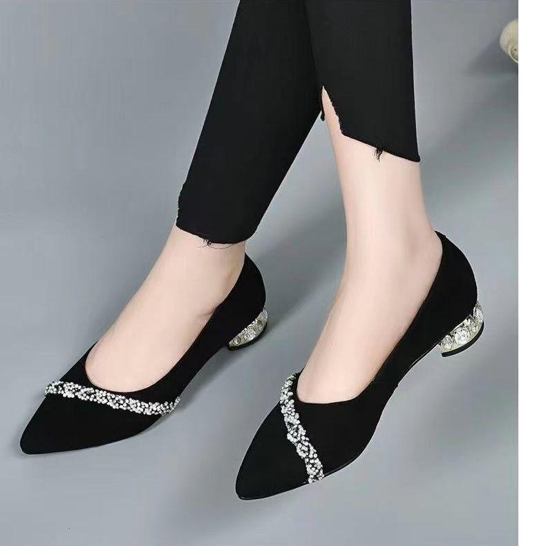 WTEMPO Grove enkele schoenen Dames Frosted schoenen Platte schoenen Joker Ondiepe puntige damesschoenen Lente en zomer Casual schoenen Werkschoenen 39