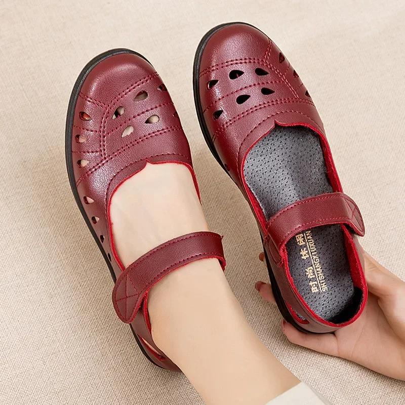 Shoes Family Hollow SoftSole Mom's ShoesSandalen ZomerComfort Flat Sole Damesschoenen Antislip Comfortabele Lichtgewicht Wandelsandalen 35