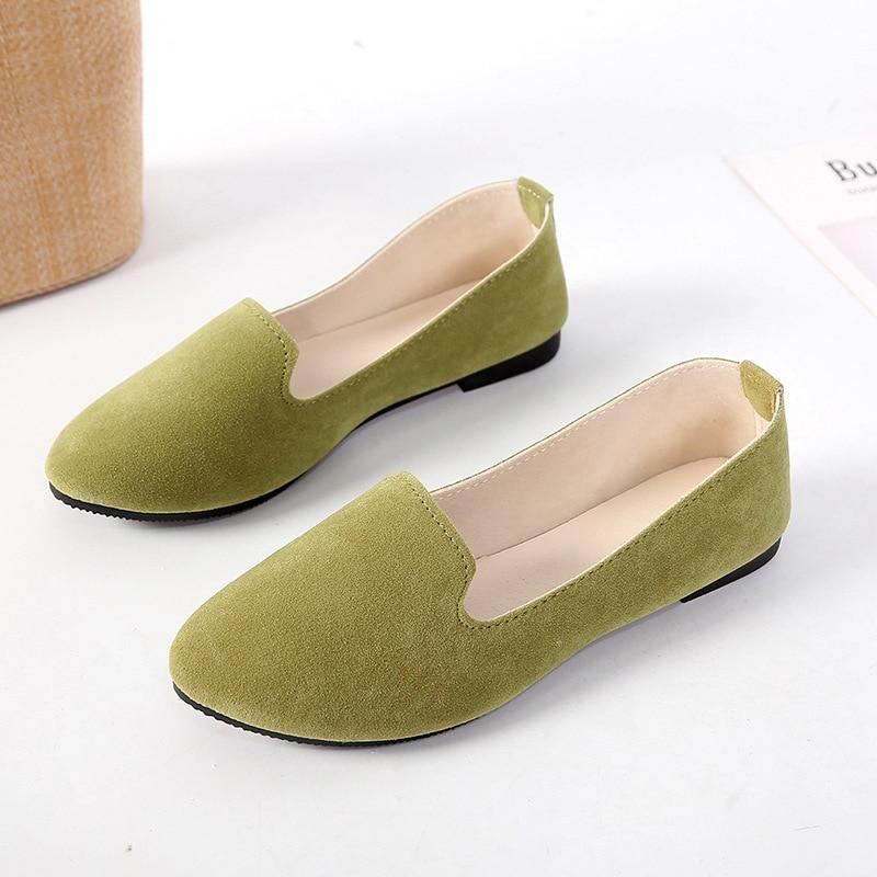 GS Dames Flats Kleurrijke Suède Dames Loafers Ballet Puntige Teen Flats Dames Schoenen Loafers 42 legergroene kleur