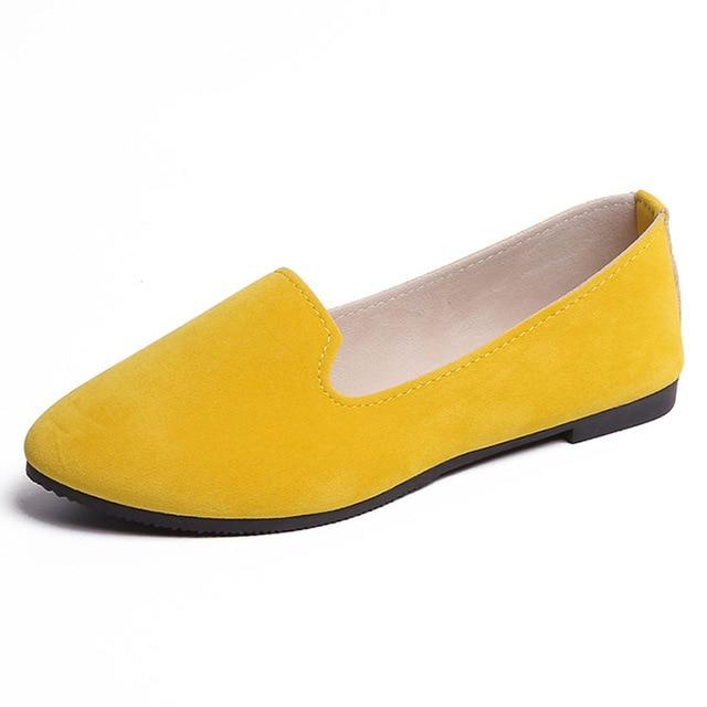 GS Dames Flats Kleurrijke Suède Dames Loafers Ballet Puntige Teen Flats Dames Schoenen Loafers 39 geel