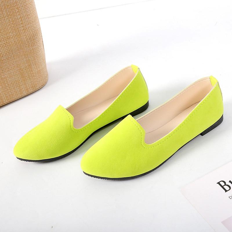 GS Dames Flats Kleurrijke Suède Dames Loafers Ballet Puntige Teen Flats Dames Schoenen Loafers 35 groen