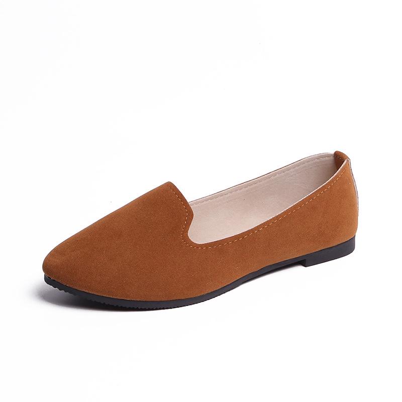 GS Dames Flats Kleurrijke Suède Dames Loafers Ballet Puntige Teen Flats Dames Schoenen Loafers 35 bruin