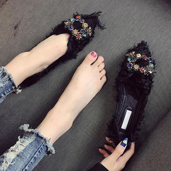 WTEMPO Damesschoenen met puntige neus, lente en zomer, herfstschoenen, plat, casual, all-match, enkelvoudige schoenen, grote maten, zachte onderkant, feestschoenen 35
