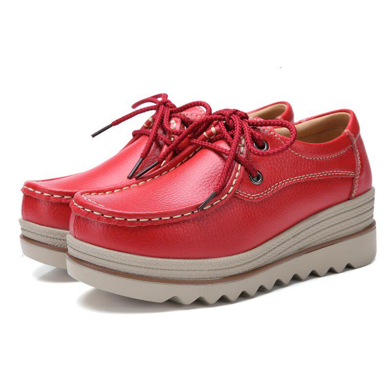Lou Fashion LOU Damesplatformsneakers Echt lederen schoenen Vrijetijdsschoenen Dames Dikke zool Platte comfortloafers 38 rood