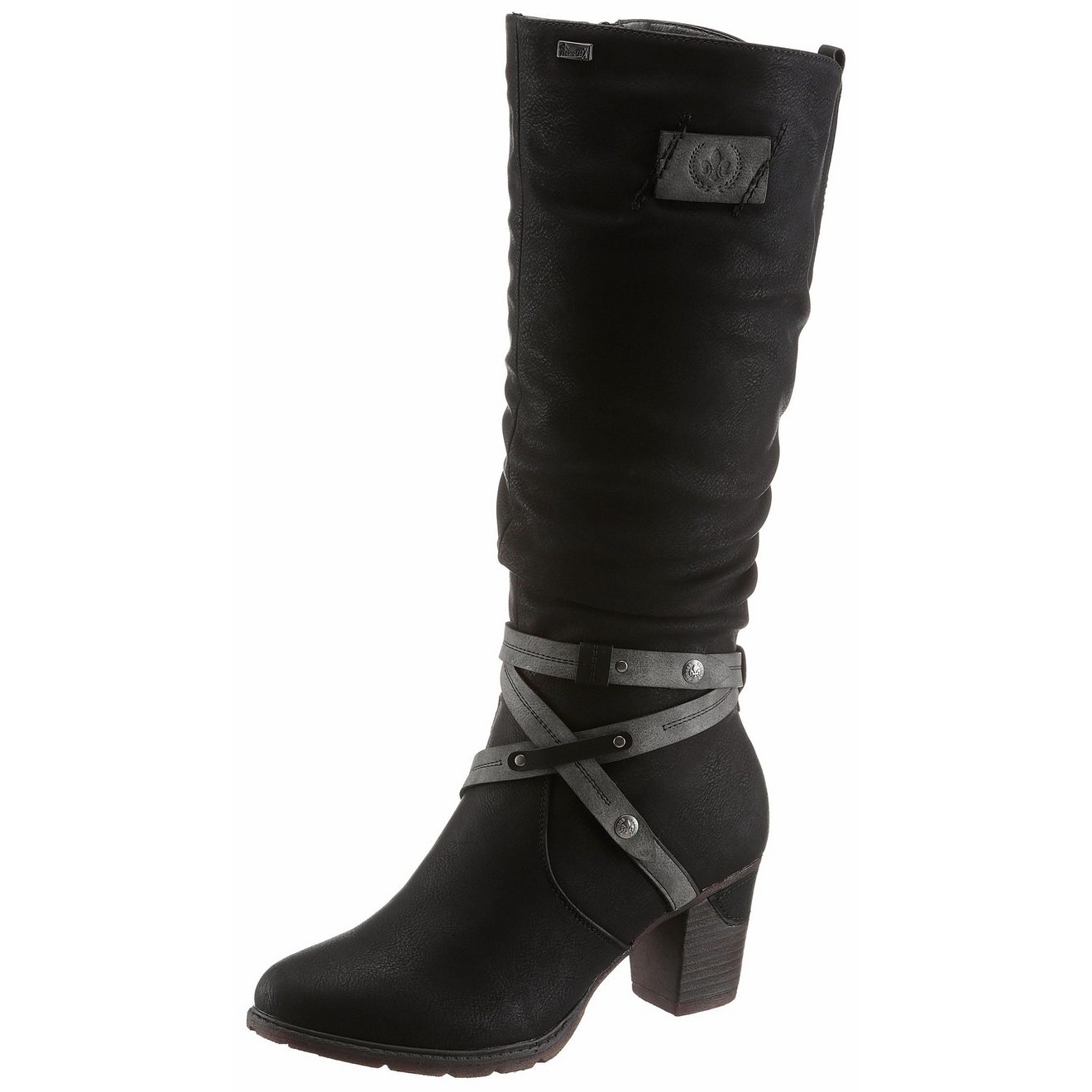 Rieker Winterlaarzen , blokhak,  tex-membraan, met stijlvolle decoratieve band
