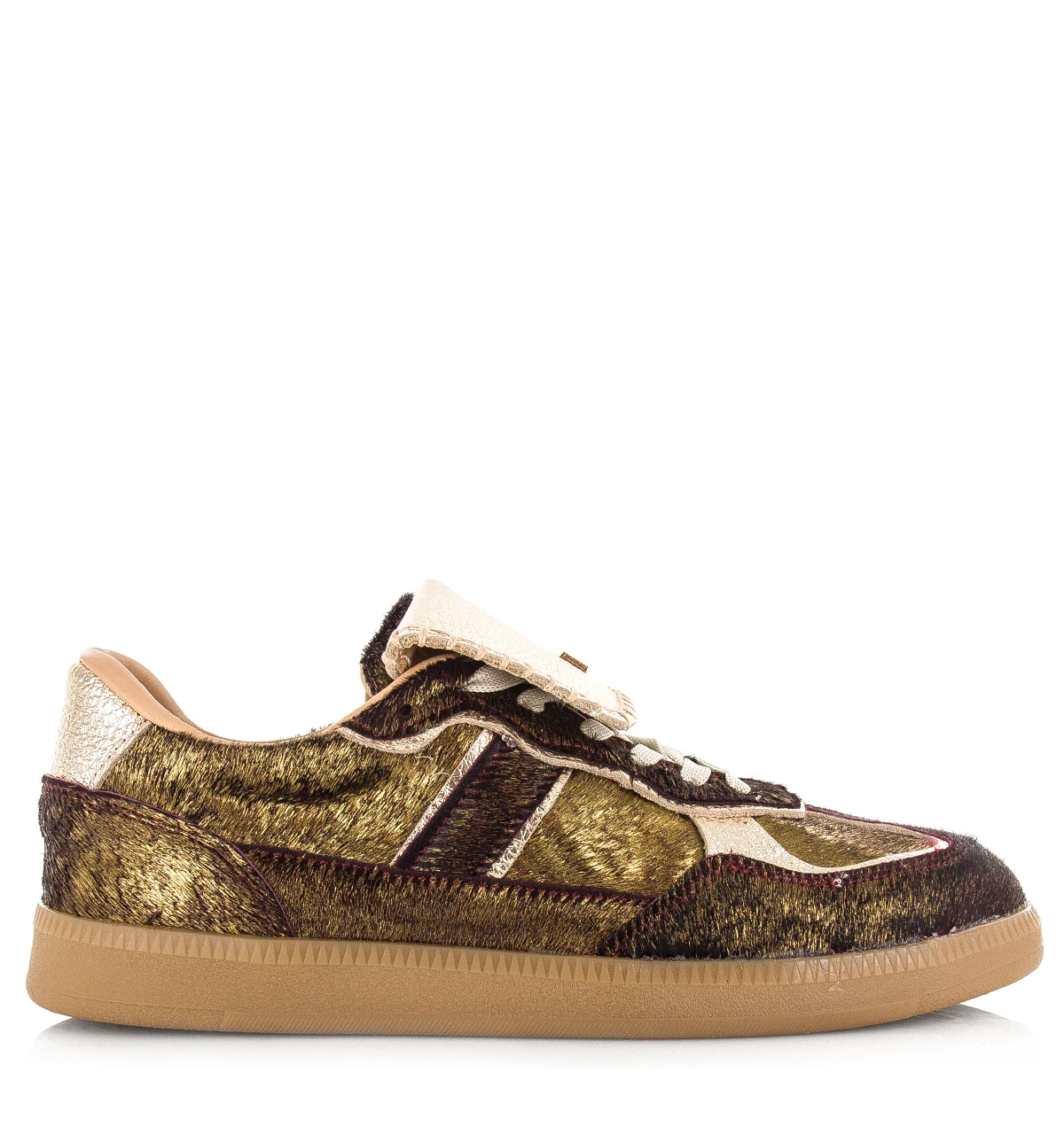 Babouche Ira dark brown gold lage sneakers dames