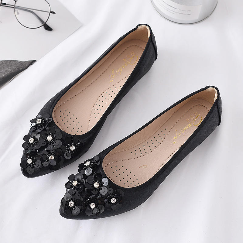 Damaiya11 Mode casual platte schoenen vrouw zomer comfortabele zachte zolen strass puntige neus ondiepe damesschoenen 44