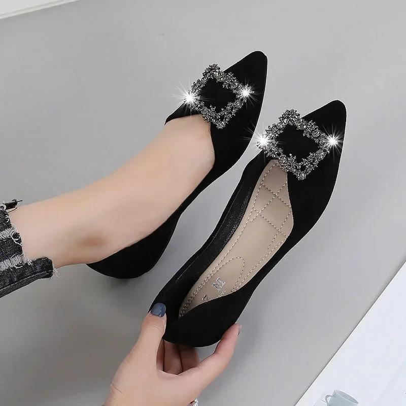 Foot Finesse Platte schoenen voor dames 2024 Loafers Mode Dames Comfortabele luxe strass merk schoenen Zwarte vrouw Herfst Zomer 41