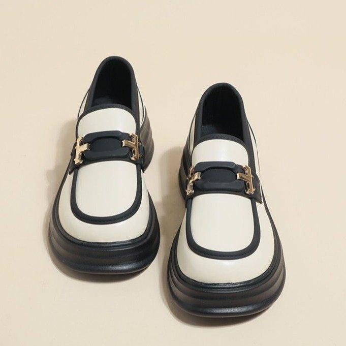 YiLi-Studio Nieuwe Mary Jane Loafers Dames Casual Student Enkele Schoenen Zwarte Schoenen Kinderen Engelse Stijl Kleine Leren Schoenen Met Dikke Zolen 35 wit