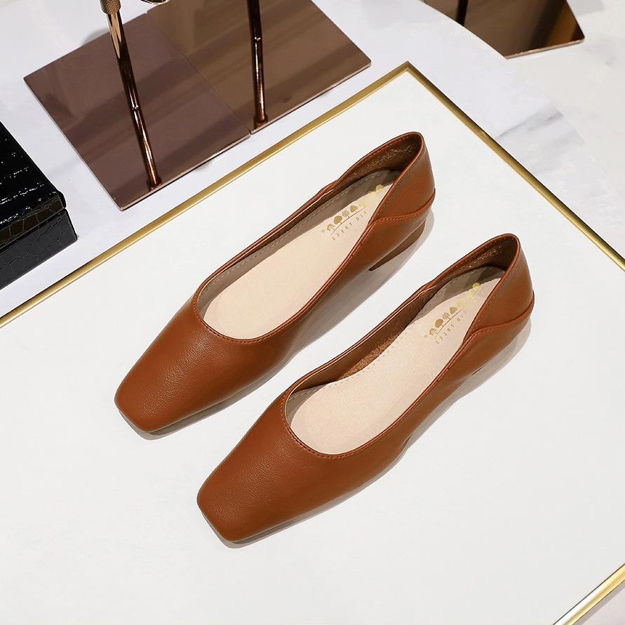 Bigtree Dames Vrijetijdsschoenen Ol Forenzen Retro Mode Platte Schoenen Vierkante Kop Zachte Leren Enkelvoudige Schoenen 41