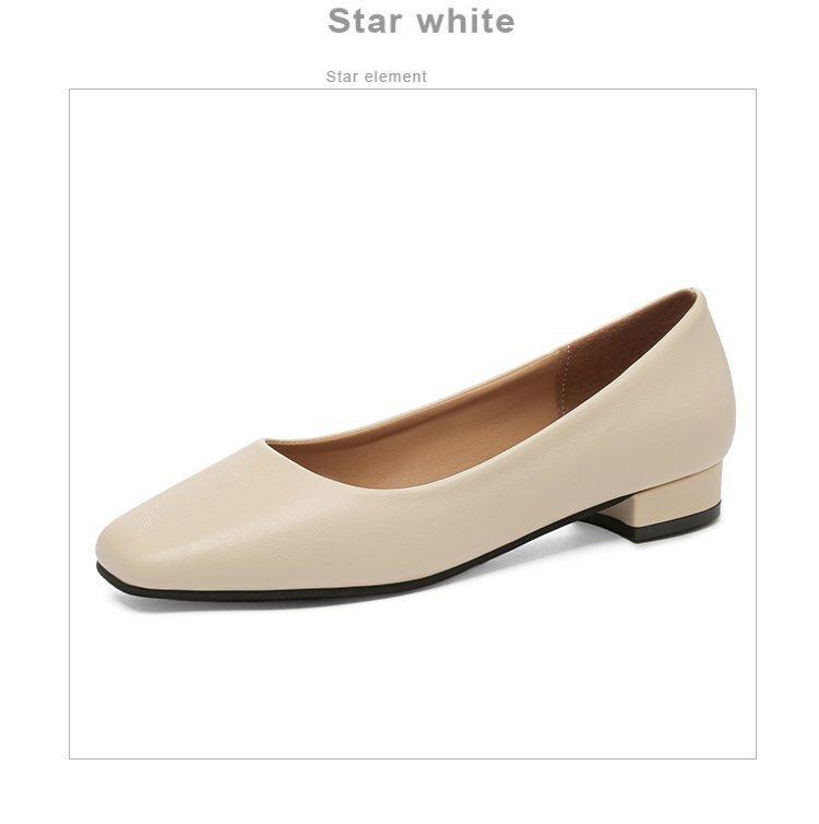 Hi Blossom Vrouwen Plus Size Vierkante Teen Enkele Schoenen Casual Effen Kleur Dikke Hak Ondiepe Mond Lage Hak Schoenen 35-41 39 beige
