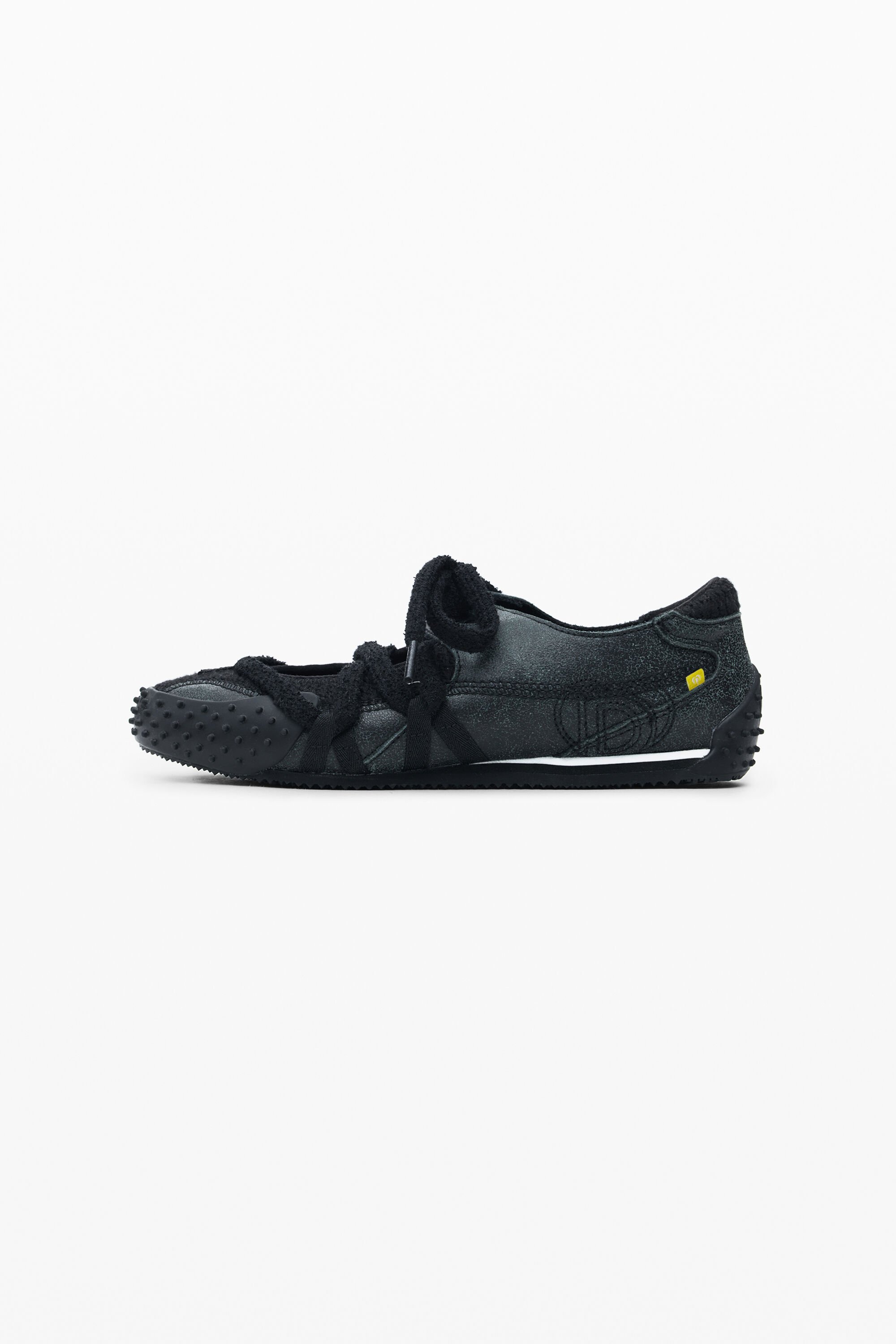 Desigual Leren schoen met veters - BLACK