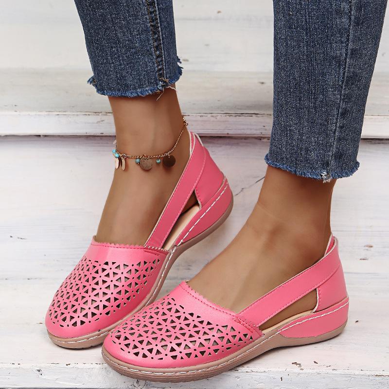Chic Bag Modieuze damesschoenen met platte bodem en uitgeholde bonen, outdoor damesschoenen met één voet, luie man schoenen, grote maten casual damesschoenen 43 donkerroze kleur
