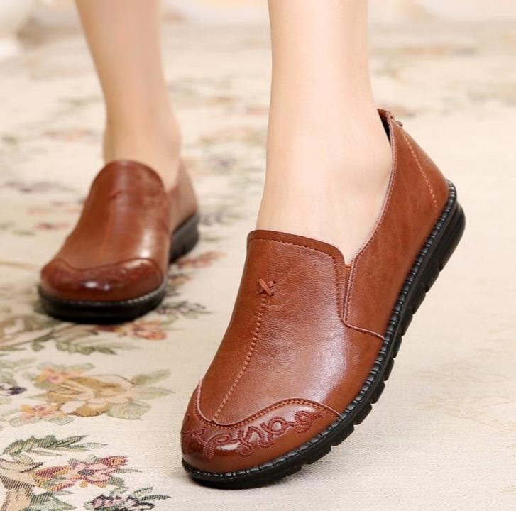OS Dames leren flats Dames flats Lente schoenen Comfortabele mode Klassieke dames loafers Casual leren schoenen 38