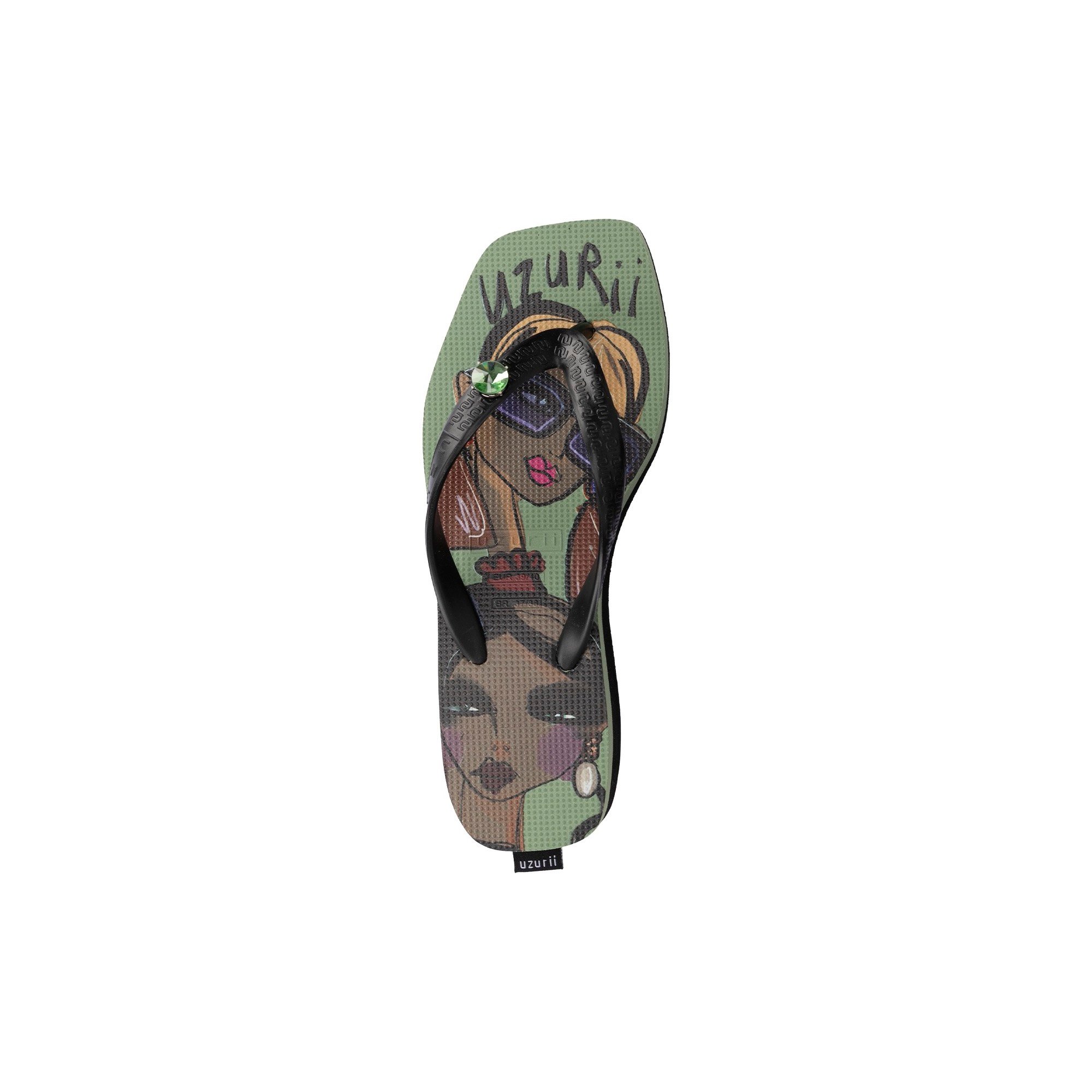 Uzurii Beach printed stella mid heel groen