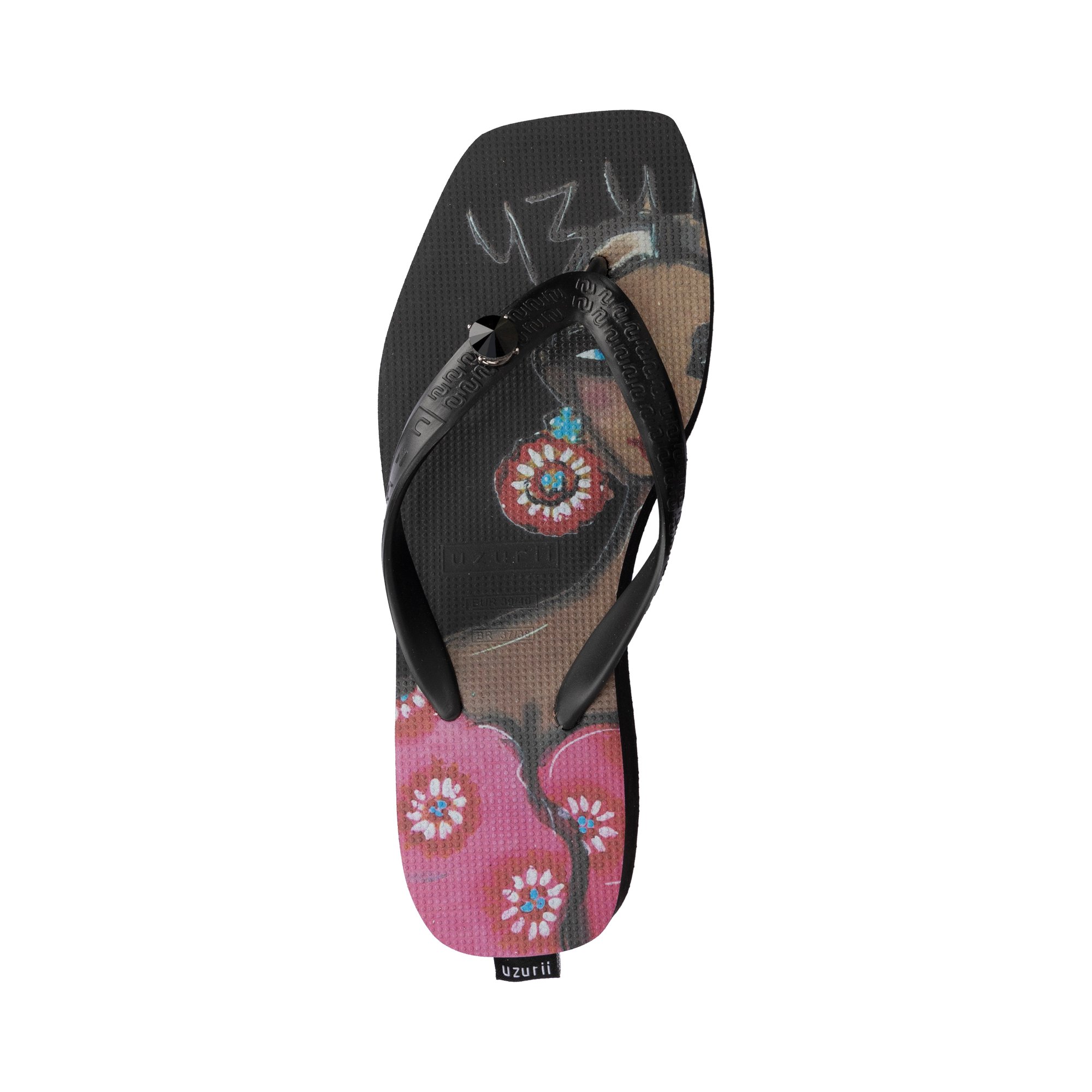 Uzurii Beach printed claudia mid heel zwart