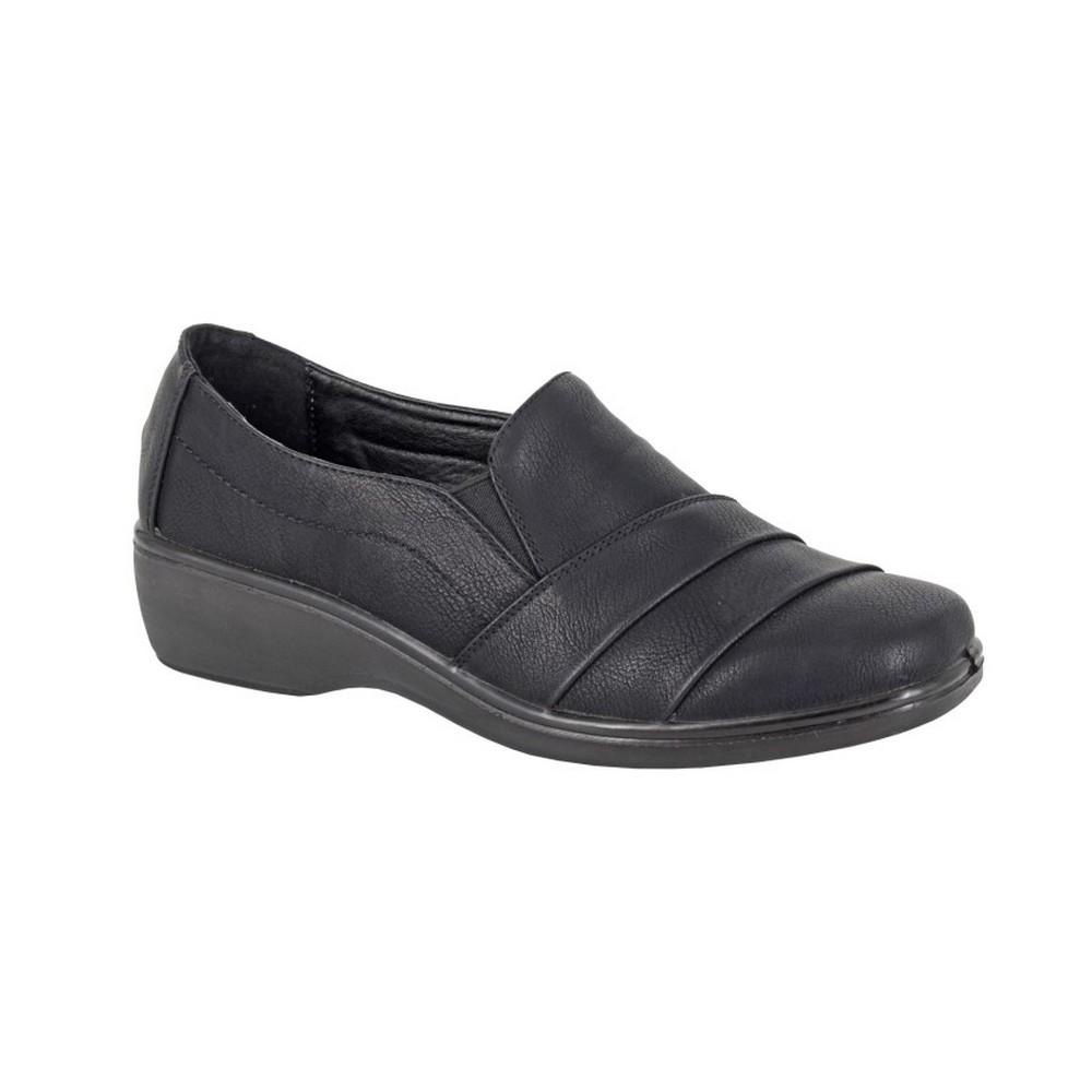 Boulevard dames/dames loafers met dubbele kruisje met ruches 4 UK zwart