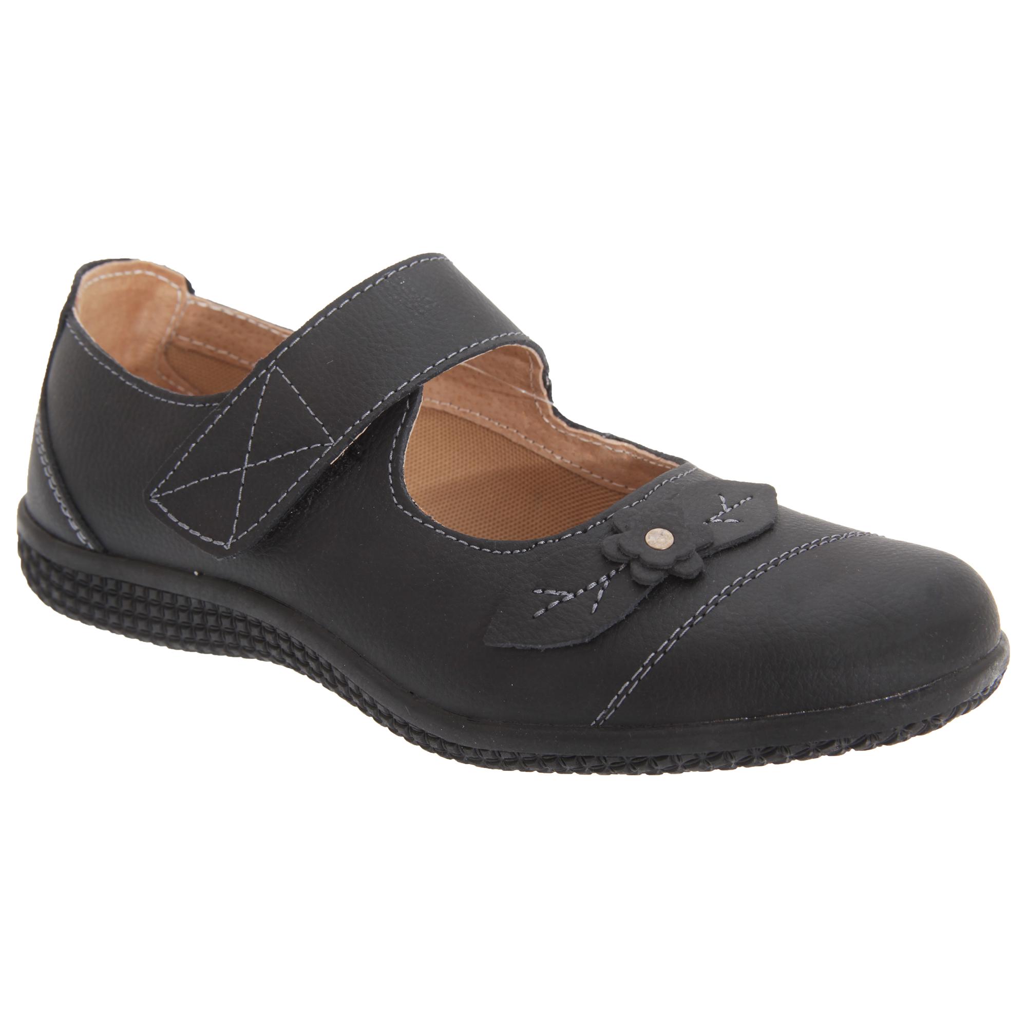 Boulevard dames/dames touch-bevestiging extra brede zomer casual leren schoenen 8 UK zwart