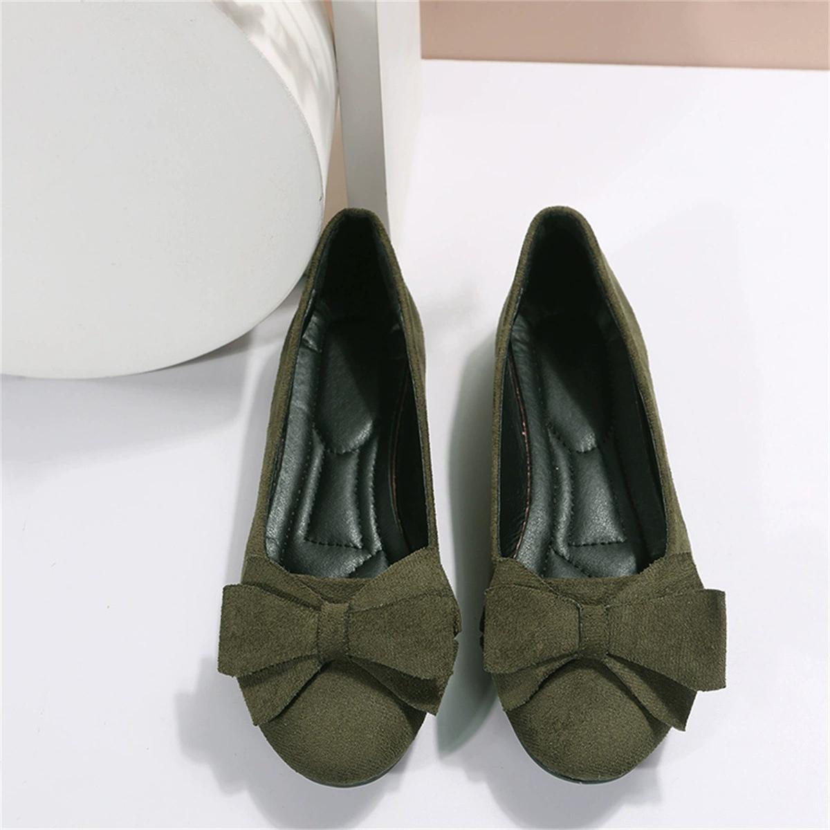 Cloudy and sunny days Grote maten lichtgewicht zachte zool Bean damesschoenen lente en herfst nieuwe strik comfortabele antislip platte schoenen voor dames 41