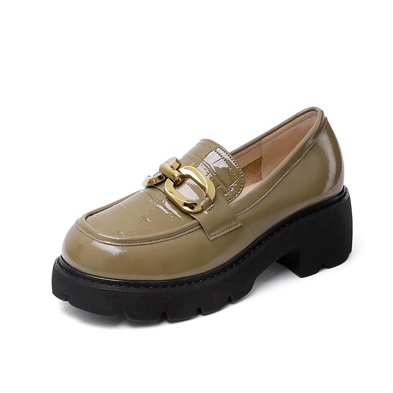 AIYUQI Vrouwen Loafers Echt Leer Herfst Mode Slip-on Vrouwen Hakken Dagelijks Ronde Neus Dagelijks Grote Maat Vrouwen Schoenen 40