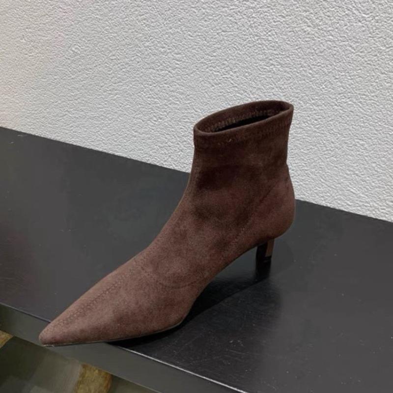 Fresh Steps High Quality Women's Shoes Women's Ankle Boots Fashion Stretch Fabric Solid Office and Career Sexy Pointed Toe Shoes for Women 35 bruin