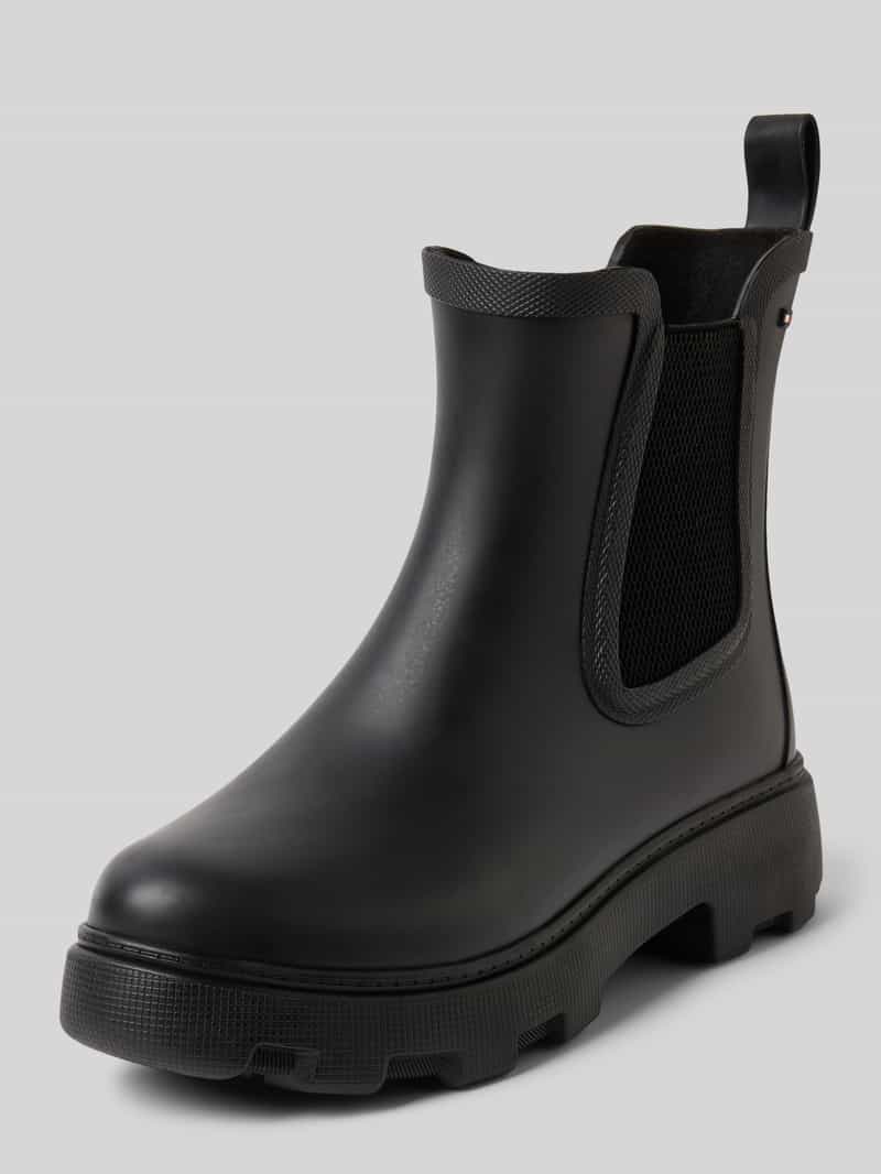 Tommy Hilfiger Chelsea-boots FLAG ANKLE RAINBOOT WARM LINING , blokhak, regenlaarzen, enkellaarsjes met vlaggenborduurwerk