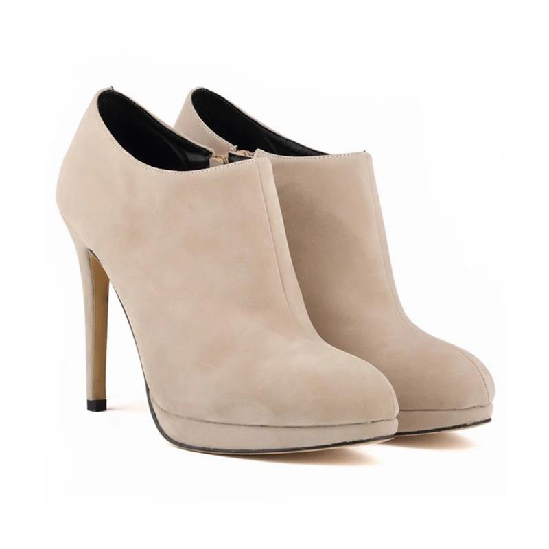 Anlina Loslandifen Faux Velvet Platform High Heels Ladies Women Autumn Winter Casual Ankle Boots 38 nude
