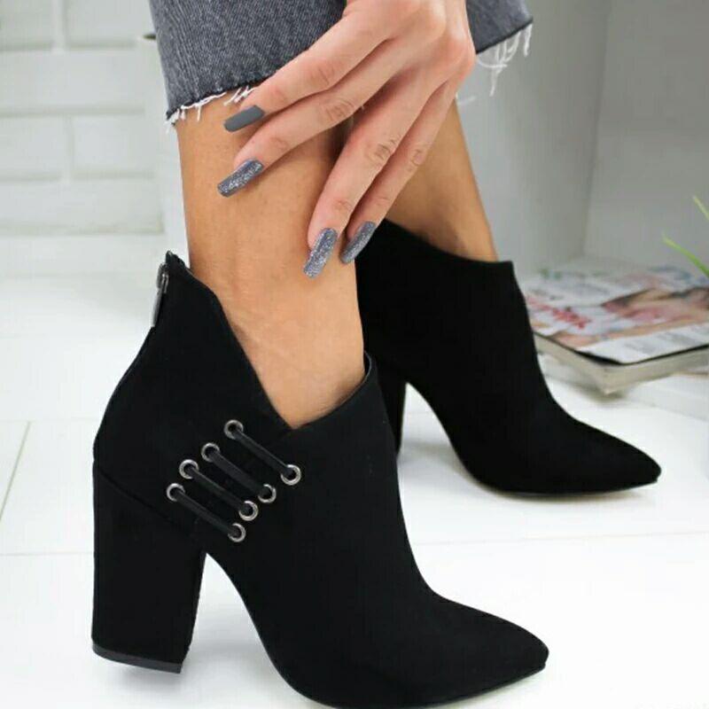 Modern Living New Fashion Women Shoes Ankle Sexy Boots Short Boots High-heel Fashion Pointed Europe Shoes Woman Plus Size 43 zwart