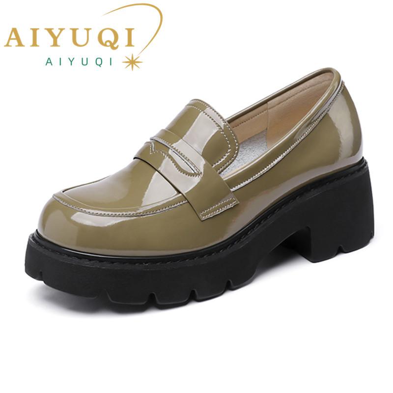 AIYUQI Loafers Schoenen Dames Lente Platform Dames Plus Size Schoenen Britse Stijl Mode Groene Schoolschoenen Dames 38