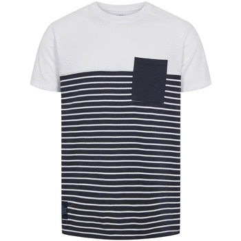 Kronstadt Klassieke Schoenen  timmi recycled stripe pocket shirt navy white KS3626