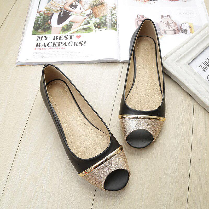 91440607MAC4DCME0U Mode Dames Flats Peep Toe Flats Comfortabele PU Leer Roze Goud Witte Schoenen Vrouw 40