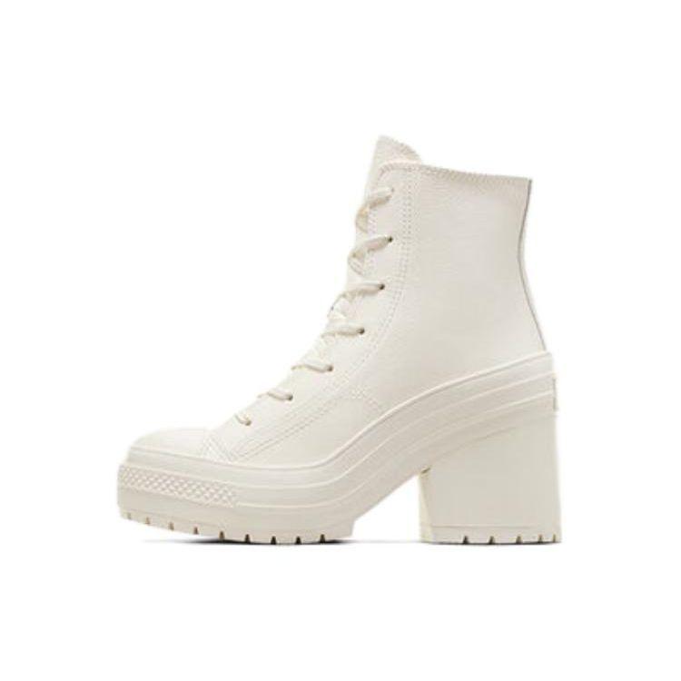 Converse Chuck 70 De Luxe Heel Leer High Egret Heren Sneakers Crème Zilver A07127C 43