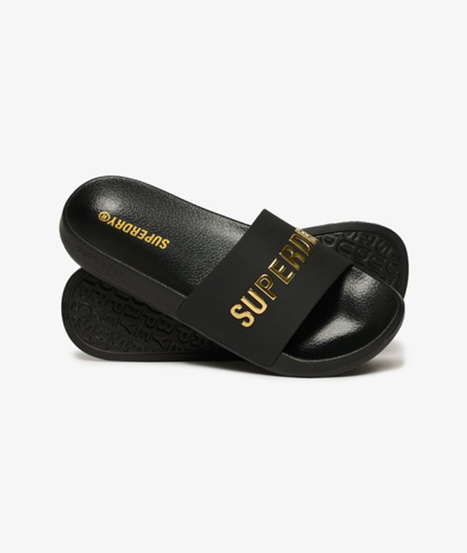 Superdry Luxe Logo Badslippers Black
