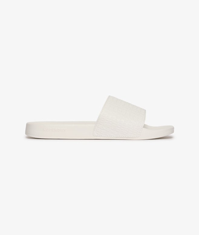 Superdry Badslippers met All-over Reliëfopdruk White