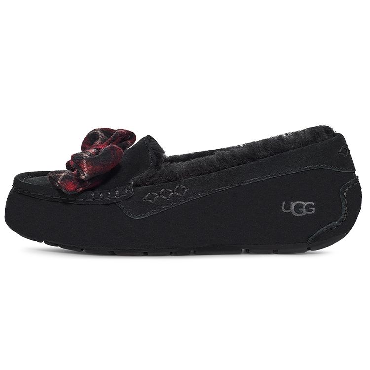 Ugg Ansley Plaid Bow Warme Pluche Lage Casual Schoenen Dames sneaker Zwart 1127850-BLK 36