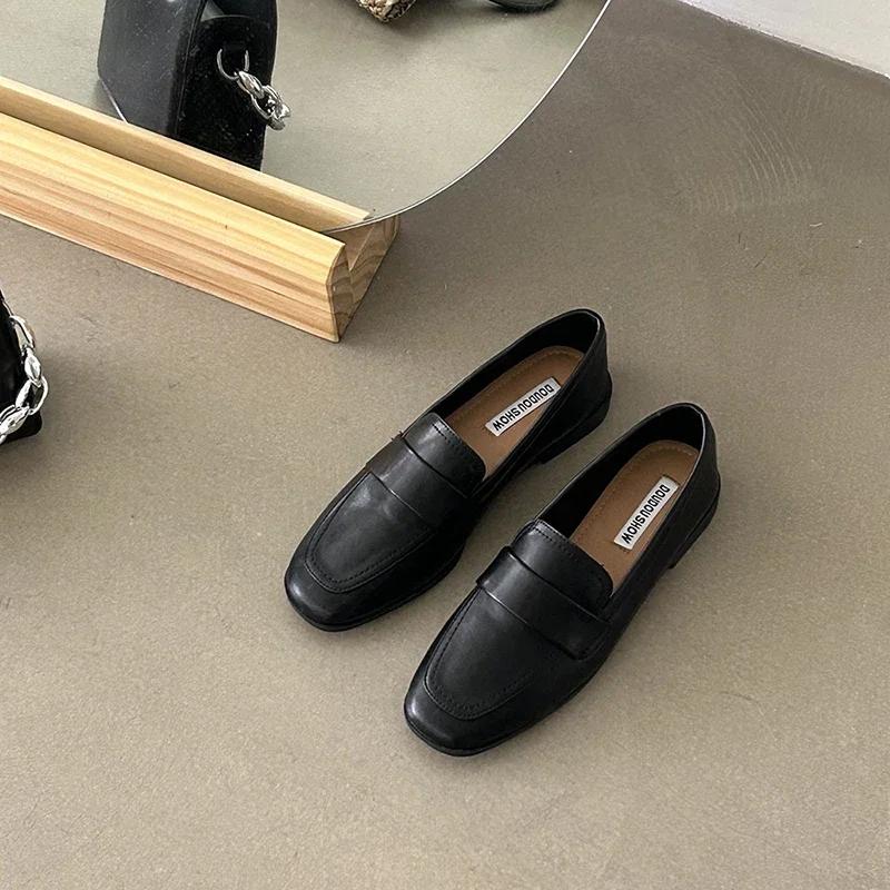 Wucifang Shoes NIEUW Herfst Ondiepe Dames Flats Mode Instappers Vierkante Neus Loafers Schoenen Dames Casual Zacht Buiten Mary Jane Schoen 39 zwart
