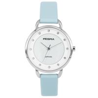 Basic Zilverkleurig Dames Horloge van Prisma met Blauwe Band