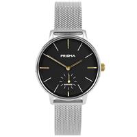 Prisma Zilverkleurig Dames Horloge met Milanese Horlogeband