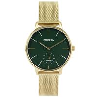 Prisma Goudkleurig Dames Horloge met Milanese Horlogeband