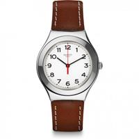 Swatch Irony Big Strictly Silver Unisexuhr in Braun YGS131