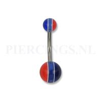 Piercings.nl Navelpiercing acryl donkerblauw met rode streep
