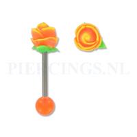 Piercings.nl Tongpiercing siliconen roos oranje
